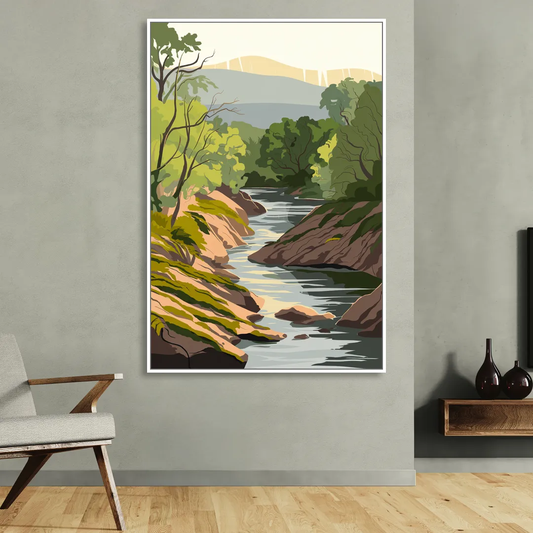 Marietta Chattahoochee River Living Room - White Canvas Wall Art