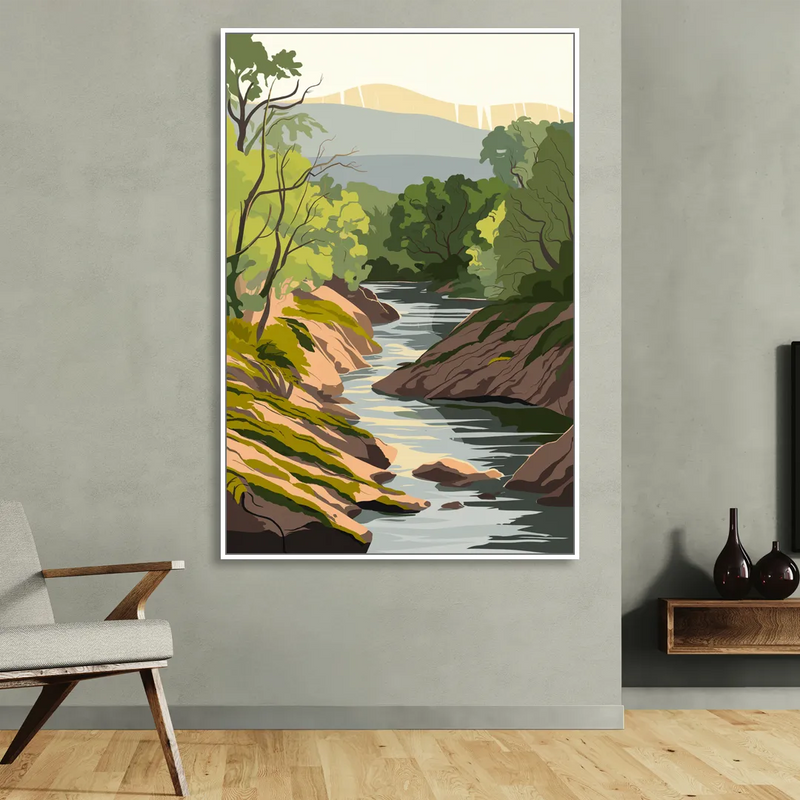 Marietta Chattahoochee River Living Room - White Canvas Wall Art