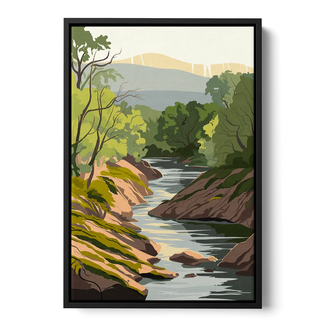 Marietta Chattahoochee River Front - Black Canvas Wall Art