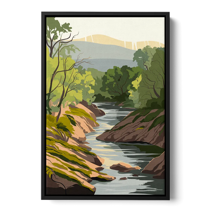 Marietta Chattahoochee River Front - Black Canvas Wall Art