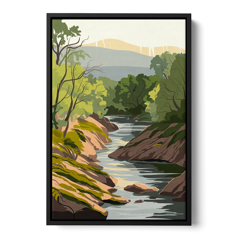 Marietta Chattahoochee River Front - Black Canvas Wall Art