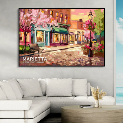 Marietta Cobb County Scenes Living Room - Black Canvas Wall Art