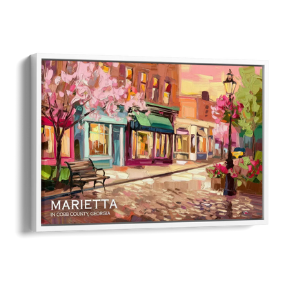 Marietta Cobb County Scenes Side - White Canvas Wall Art