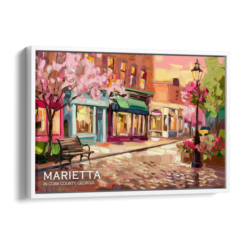 Marietta Cobb County Scenes Side - White Canvas Wall Art