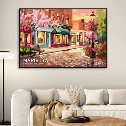 Marietta Cobb County Scenes Sitting Room - Black Canvas Wall Art