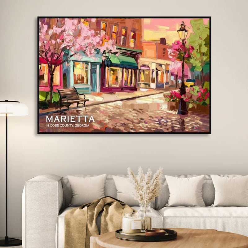 Marietta Cobb County Scenes Sitting Room - Black Canvas Wall Art