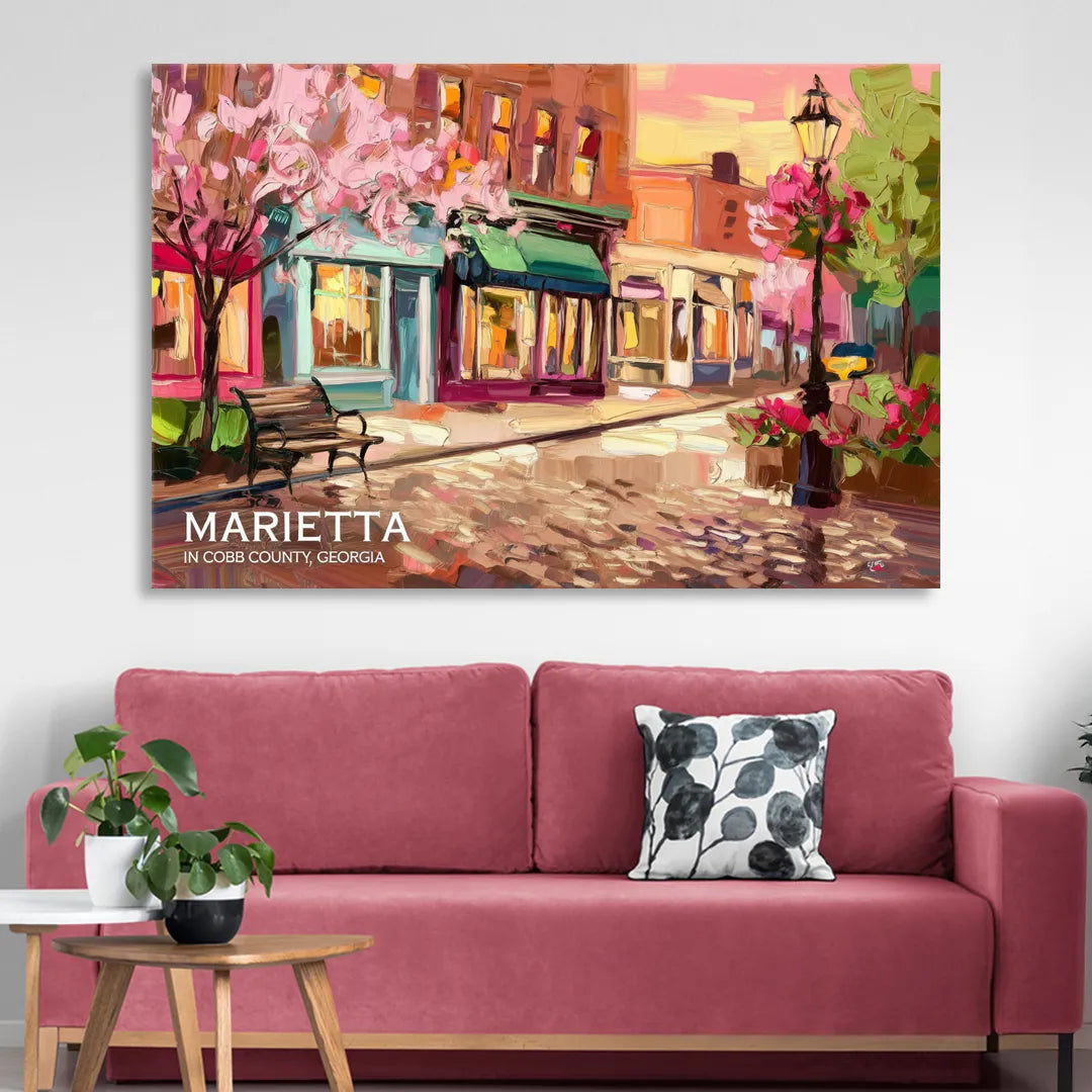 Marietta Cobb County Scenes Living Room - Canvas Wall Art