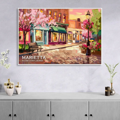 Marietta Cobb County Scenes Sitting Room - White Canvas Wall Art