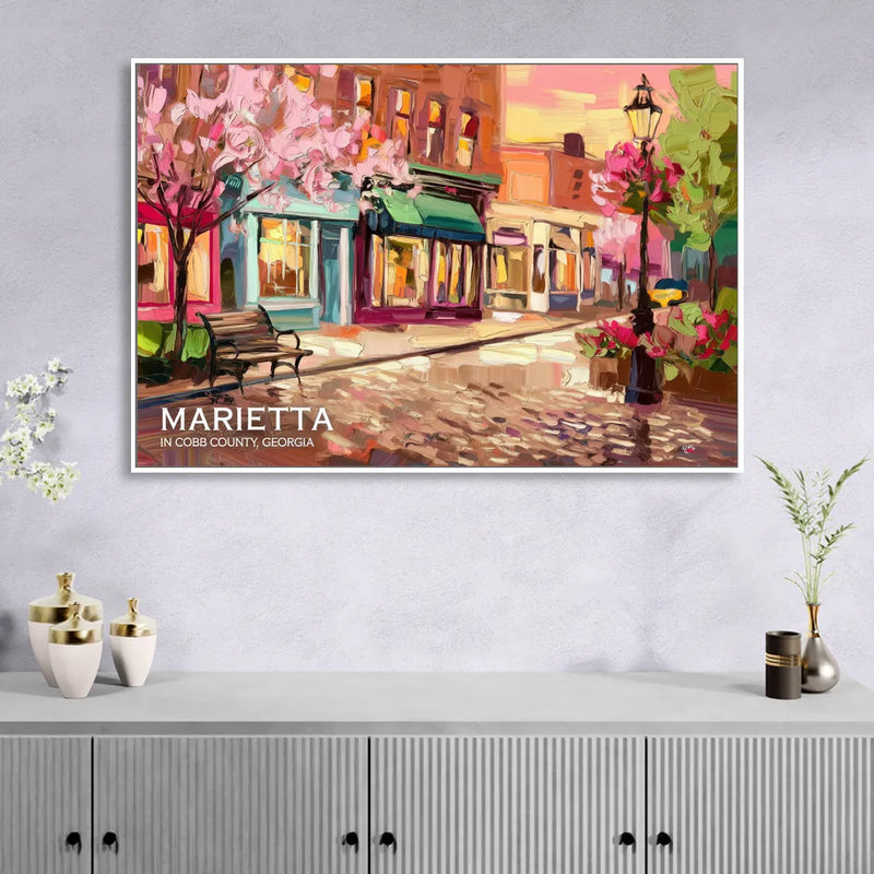 Marietta Cobb County Scenes Sitting Room - White Canvas Wall Art