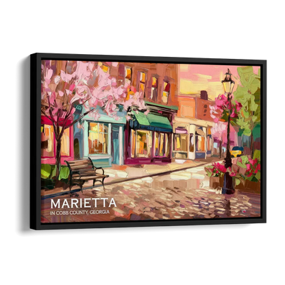 Marietta Cobb County Scenes Side - Black Canvas Wall Art
