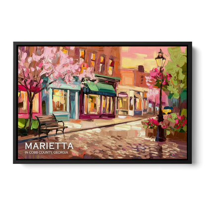 Marietta Cobb County Scenes Front - Black Canvas Wall Art