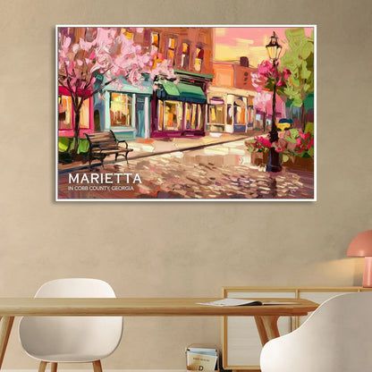 Marietta Cobb County Scenes Living Room - White Canvas Wall Art