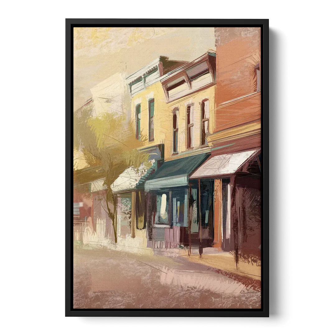 Marietta Historic Downtown Front - Black Canvas Wall Art