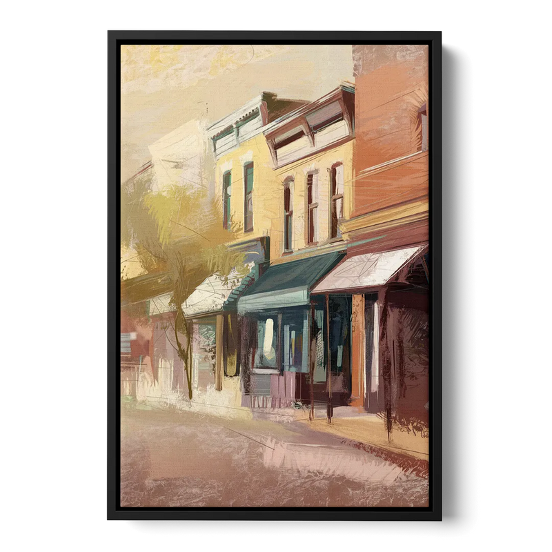 Marietta Historic Downtown Front - Black Canvas Wall Art