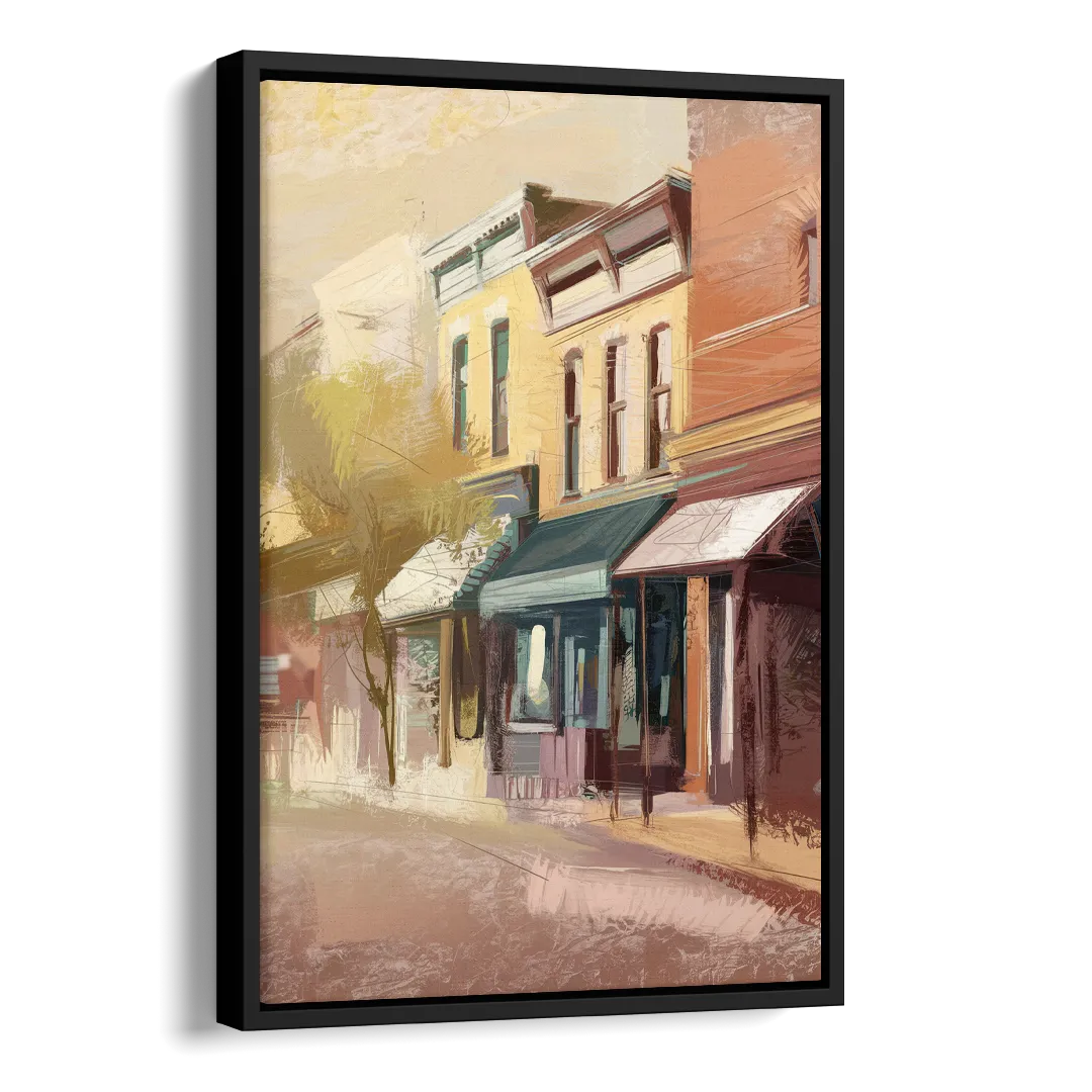 Marietta Historic Downtown Side - Black Canvas Wall Art
