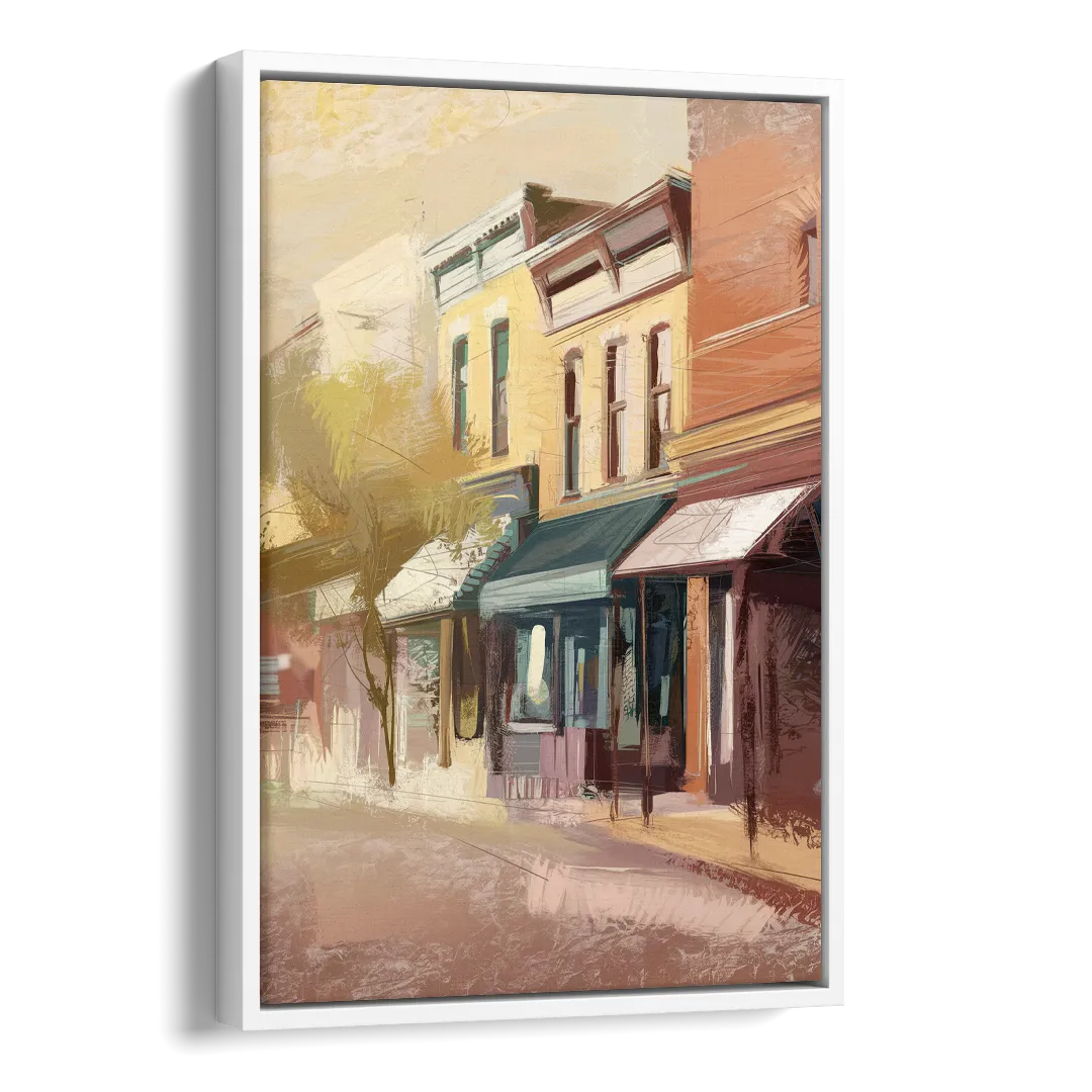 Marietta Historic Downtown Side - White Canvas Wall Art