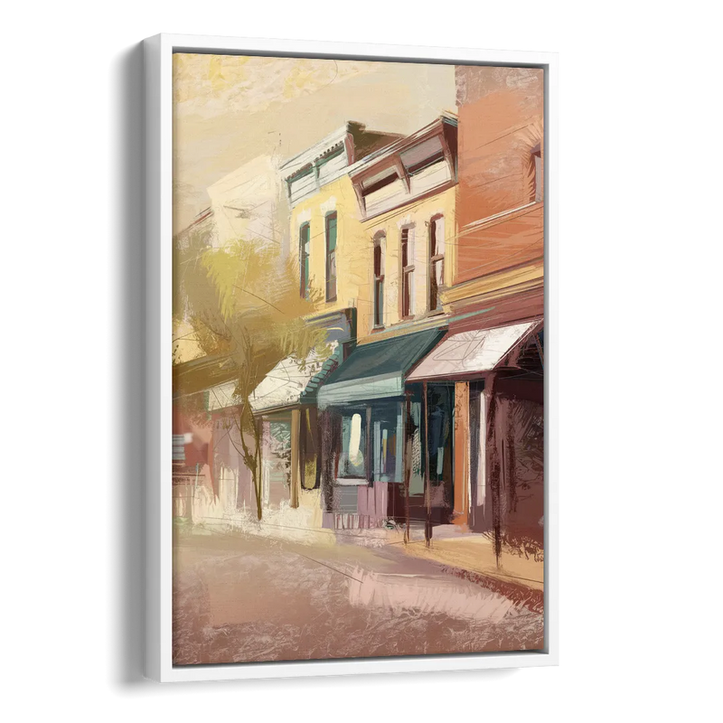 Marietta Historic Downtown Side - White Canvas Wall Art