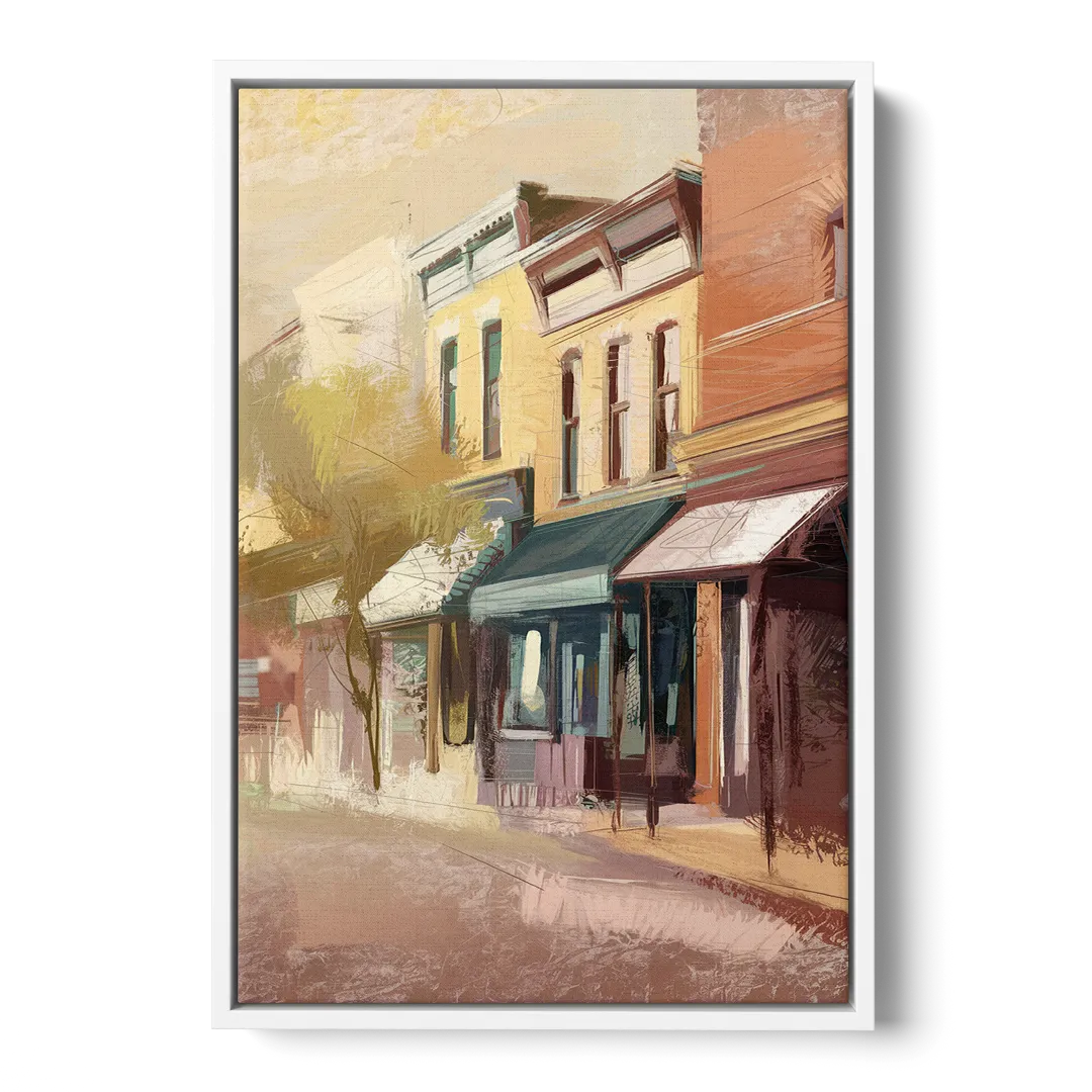 Marietta Historic Downtown Front - White Canvas Wall Art