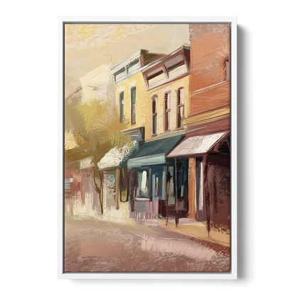 Marietta Historic Downtown Front - White Canvas Wall Art