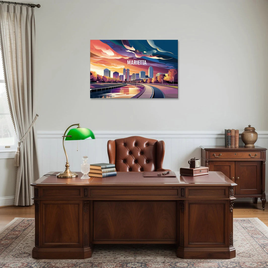 Marietta Skyline Sunset - Canvas Wall Art - Office - 36x24
