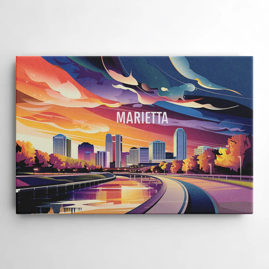 Marietta Skyline Sunset - Canvas Wall Art