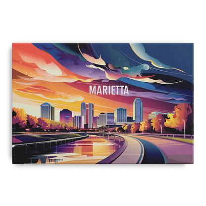 Marietta Skyline Sunset Front - Canvas Wall Art