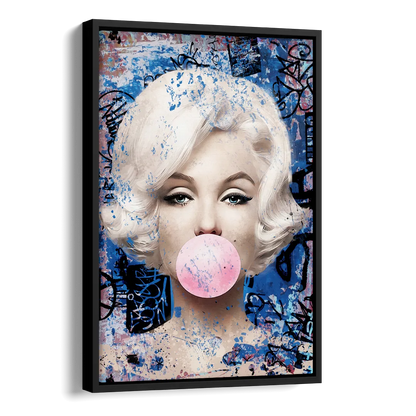 Marilyn Bubble Gum Side - Black Canvas Wall Art