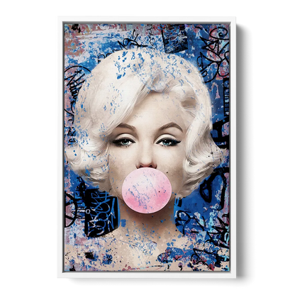 Marilyn Bubble Gum Front - White Canvas Wall Art