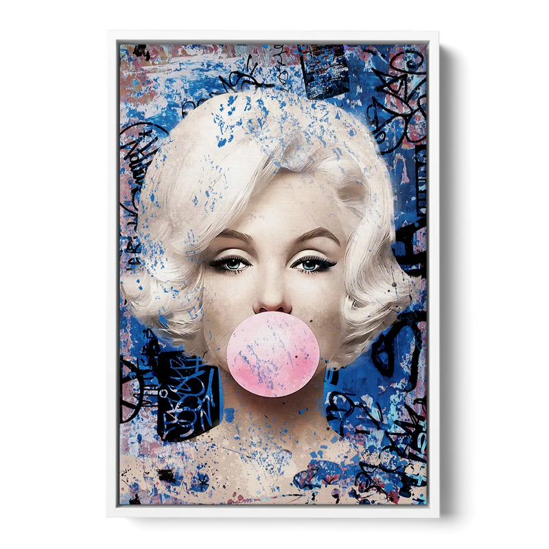 Marilyn Bubble Gum Front - White Canvas Wall Art