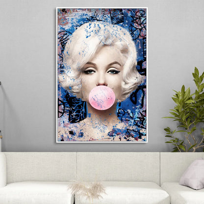 Marilyn Bubble Gum Sitting Room - White Canvas Wall Art
