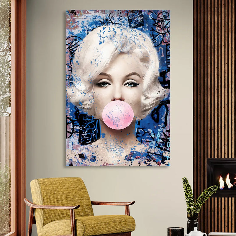 Marilyn Bubble Gum Sitting Room - Canvas Wall Art