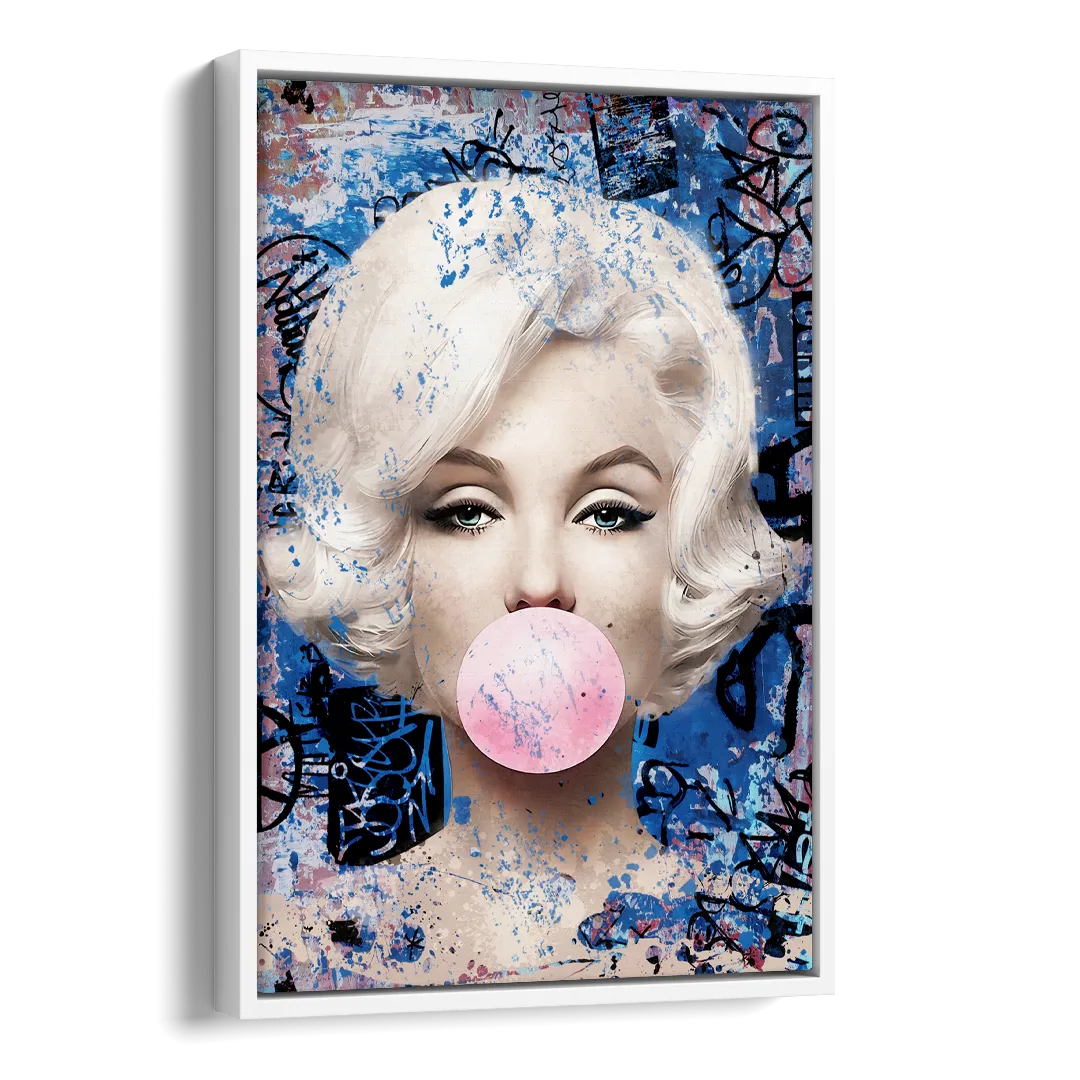 Marilyn Bubble Gum Side - White Canvas Wall Art