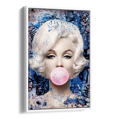Marilyn Bubble Gum Side - White Canvas Wall Art