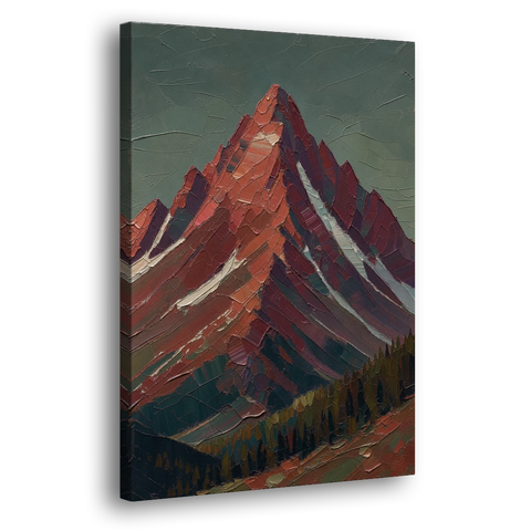 Maroon Wall Art of a Mountain Peak at Dusk - Canvas Wall Art - Side