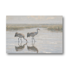 Marsh Landscape Painting with Two Sandhill Cranes - Canvas Wall Art - Front