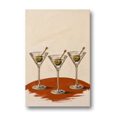 Martini Wall Art Trio with Green Olives - Canvas Wall Art - Front