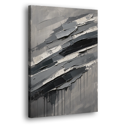 Masculine Abstract Slate Strata with White Seams - Canvas Wall Art - Side