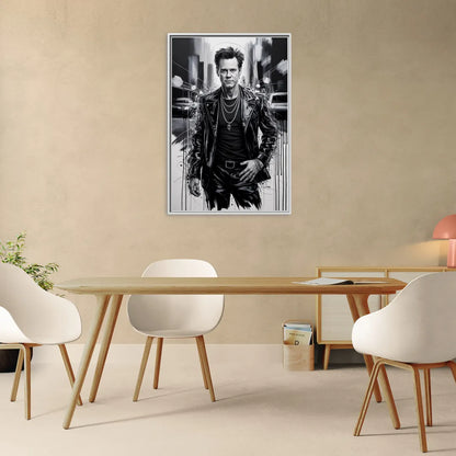 Mask Mood - Living Room White Frame Canvas