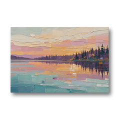 Master Bedroom Wall Art Above Bed Lake Sunset - Canvas Wall Art - Front