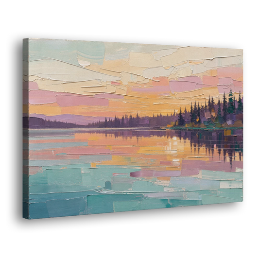 Master Bedroom Wall Art Above Bed Lake Sunset - Canvas Wall Art - Side