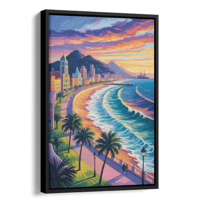 Mazatlán Malecón View Side - Black Canvas Wall Art