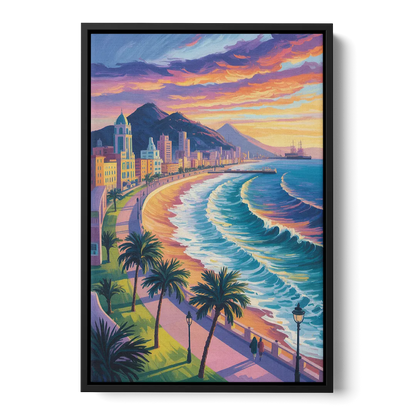Mazatlán Malecón View Front - Black Canvas Wall Art