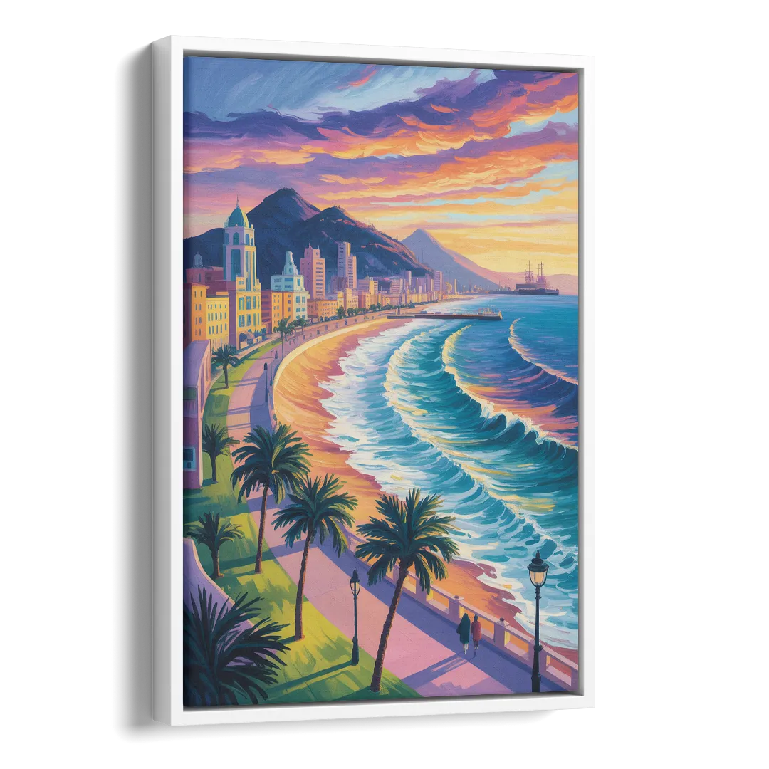 Mazatlán Malecón View Side - White Canvas Wall Art