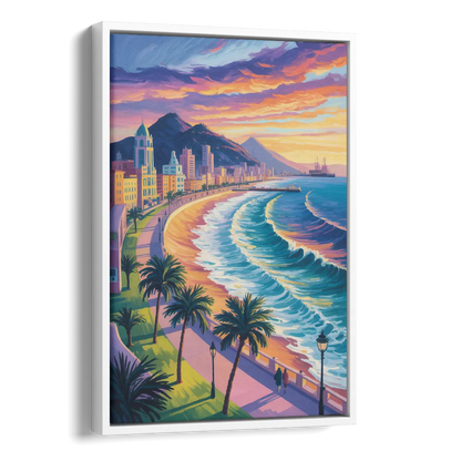 Mazatlán Malecón View Side - White Canvas Wall Art