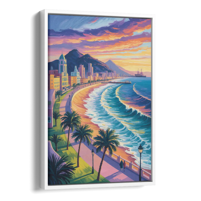 Mazatlán Malecón View Side - White Canvas Wall Art