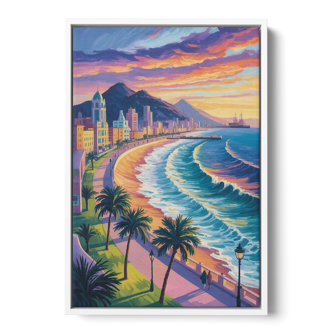 Mazatlán Malecón View Front - White Canvas Wall Art