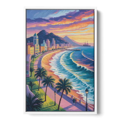 Mazatlán Malecón View Front - White Canvas Wall Art
