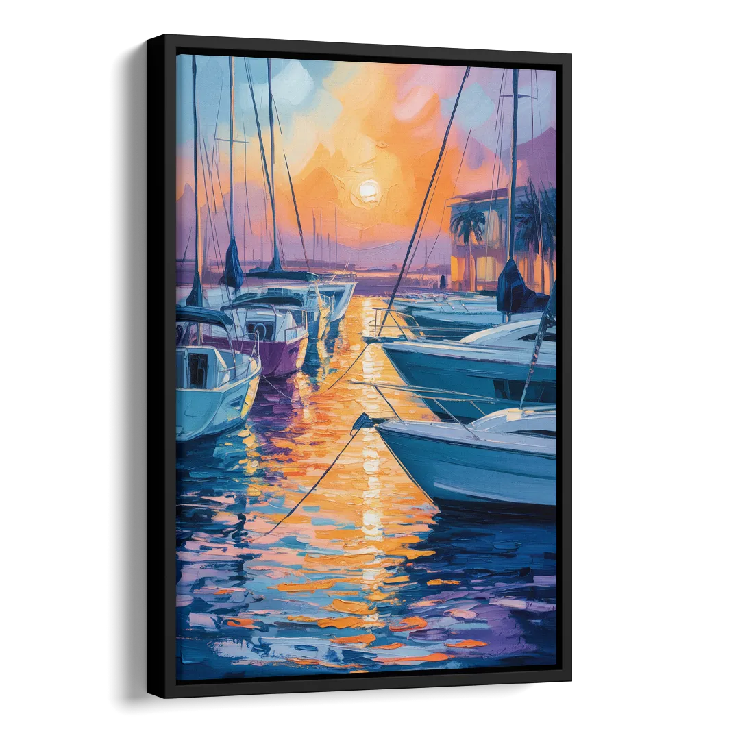 Mazatlán Marina Reflections Side - Black Canvas Wall Art