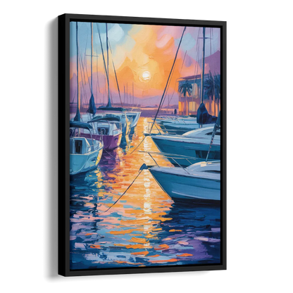 Mazatlán Marina Reflections Side - Black Canvas Wall Art