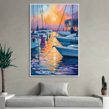 Mazatlán Marina Reflections Living Room - White Canvas Wall Art
